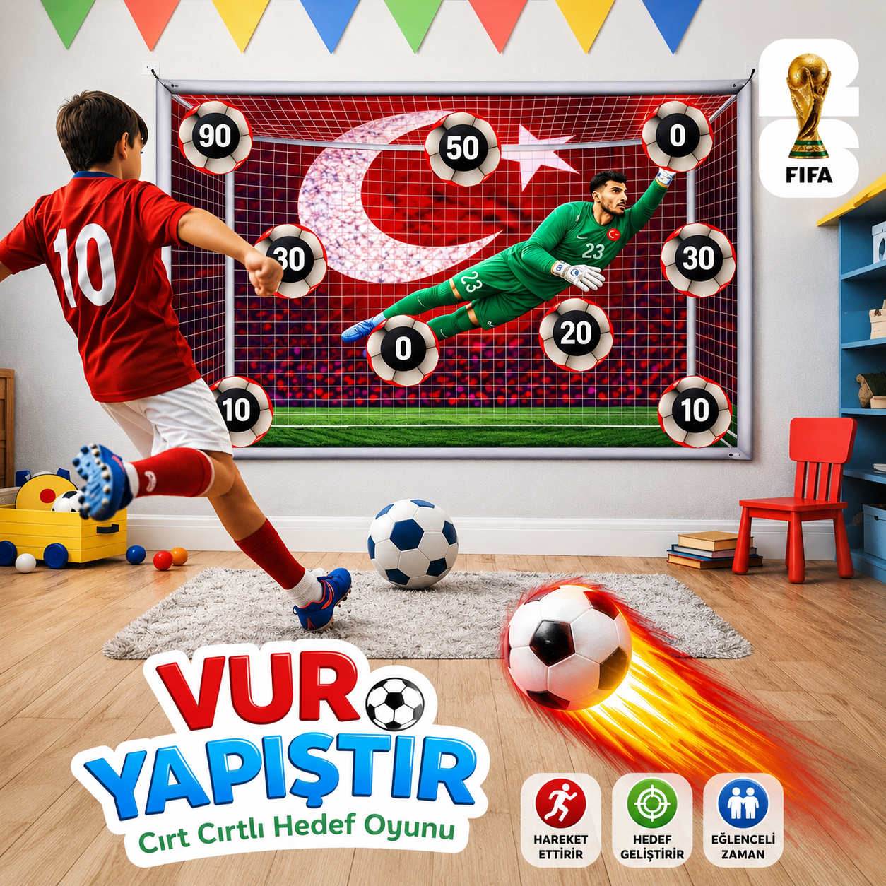 Vur Yapıştır Futbol Oyun Seti – Evde Eğlenceli Antrenman & Hedef Oyunu