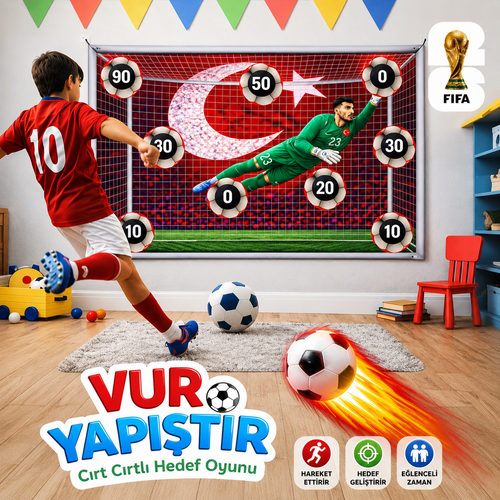 Vur Yapıştır Futbol Oyun Seti – Evde Eğlenceli Antrenman & Hedef Oyunu